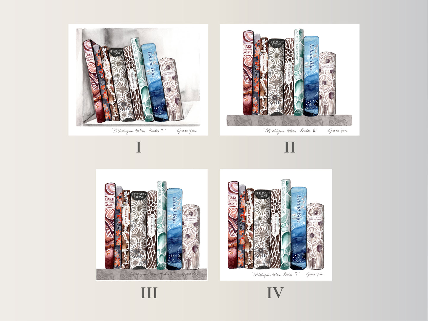 Art Print || "Michigan Stone Books" Version I & II