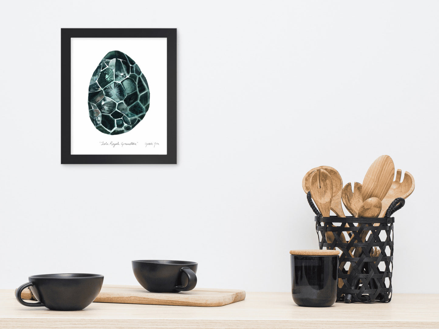 ART PRINT || "Isle Royale Greenstone" (ver. Green) in watercolor and gouache // State Gemstone of Michigan, Chlorastrolite
