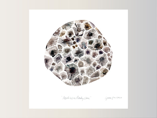 ART PRINT || Meditative Petoskey Stone || Watercolor painting. Michigan Home Decor. Housewarming gift.