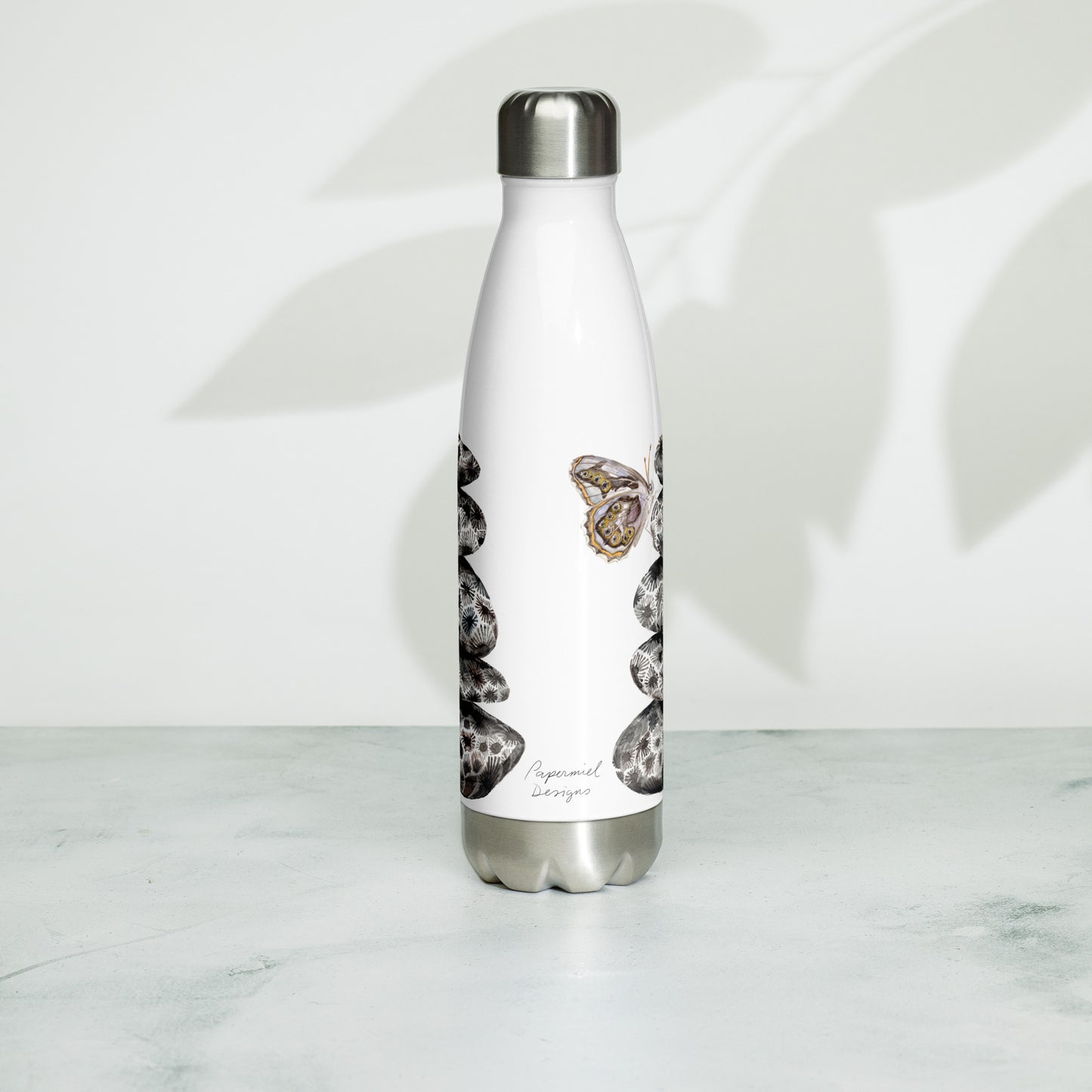 Petoskey Cairn with Michigan Butterflies || Stainless Steel Water Bottle