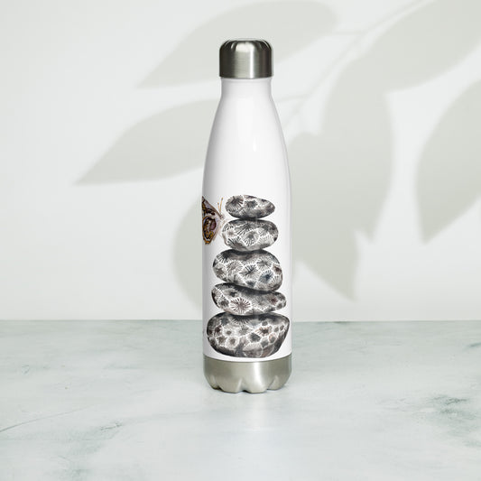 Petoskey Cairn with Michigan Butterflies || Stainless Steel Water Bottle