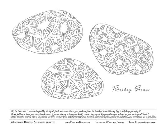 [Instant Download] Coloring Page || Petoskey Stones