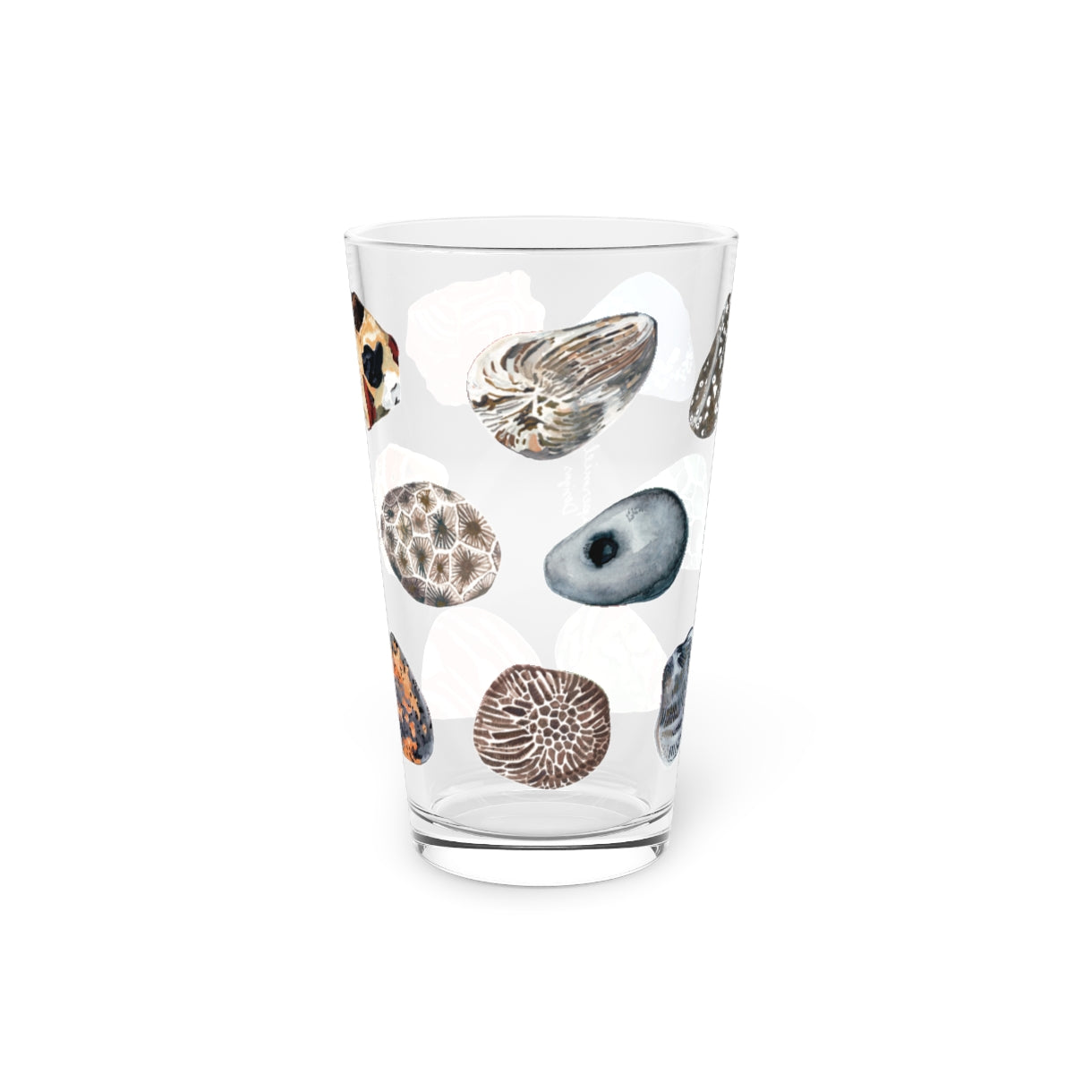 Pint Glass, 16oz || feat. 14 Michigan Stones