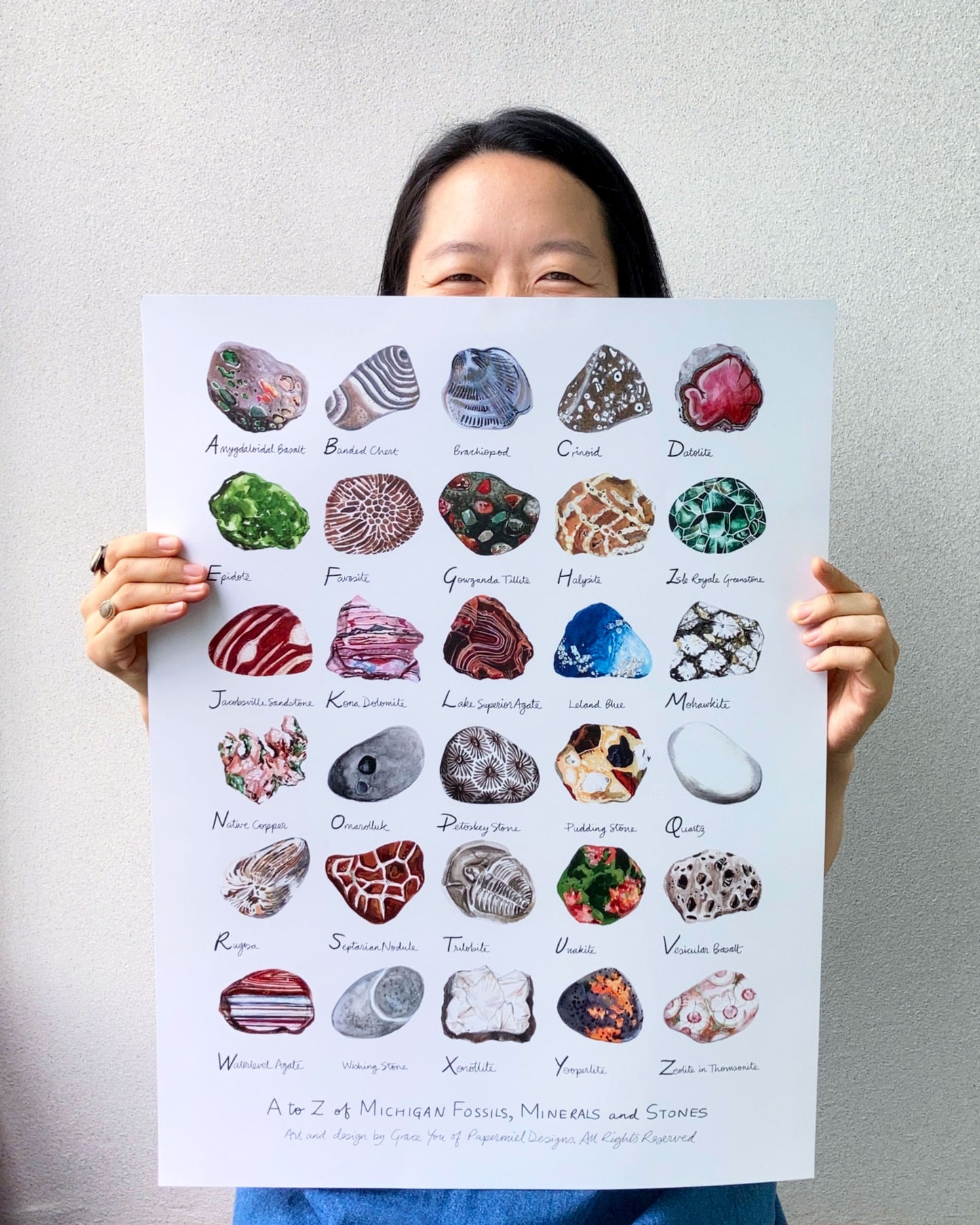 Art Print || "A to Z of Michigan Fossils, Minerals and Stones"