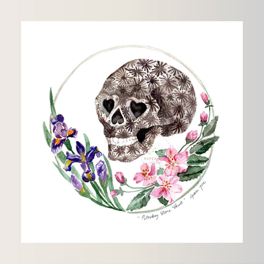 "Petoskey Stone Skull" Art Print & Canvas