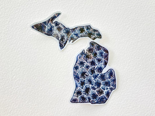 Michigan Sticker, Go Blue! Petoskey Michigan Map, Christmas Stocking Stuffer, Watercolor Decal, Michigan Map, Michigan Art