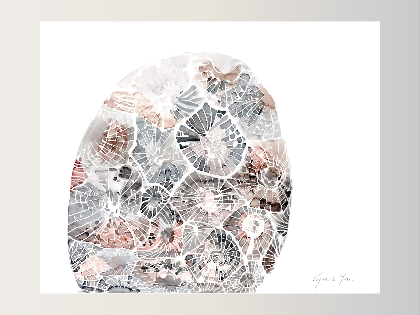 ART PRINT || Moonlike Petoskey Stone Portrait