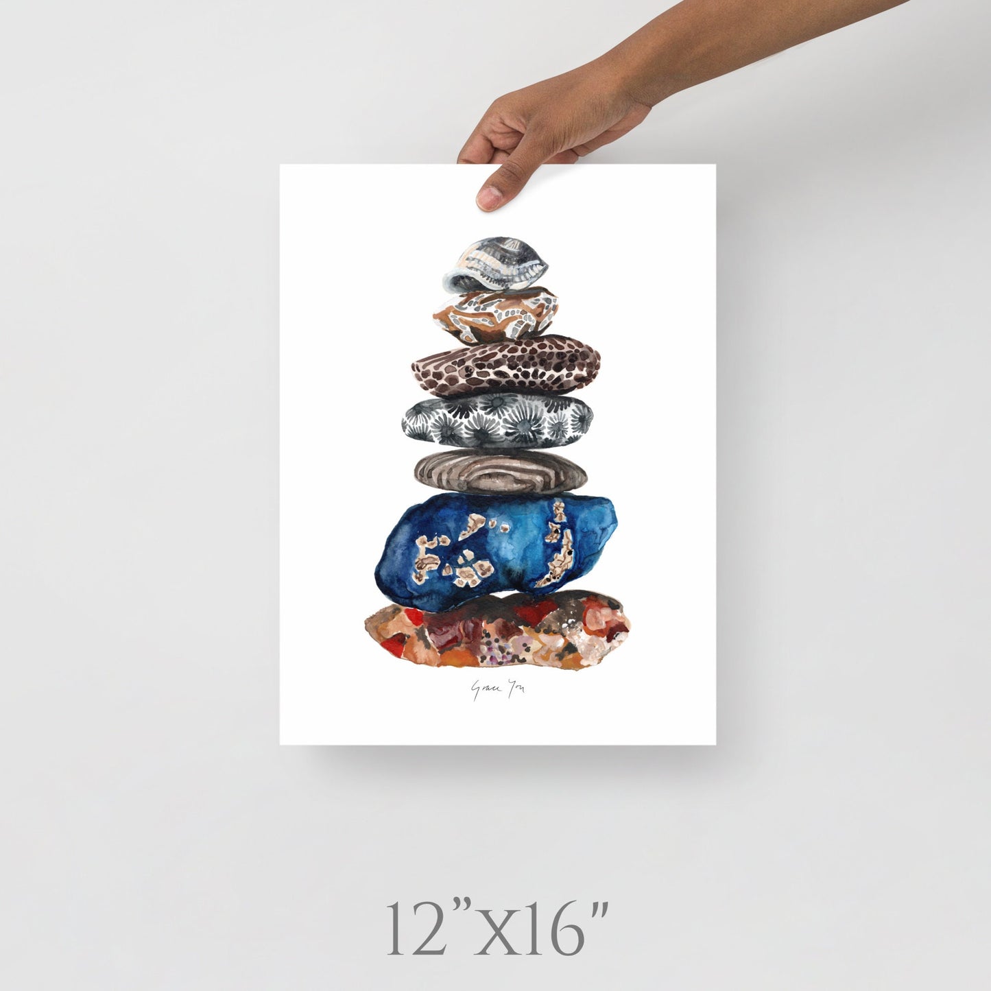 ART PRINT || Michigan Cairn, Balanced Michigan Stones & Fossils