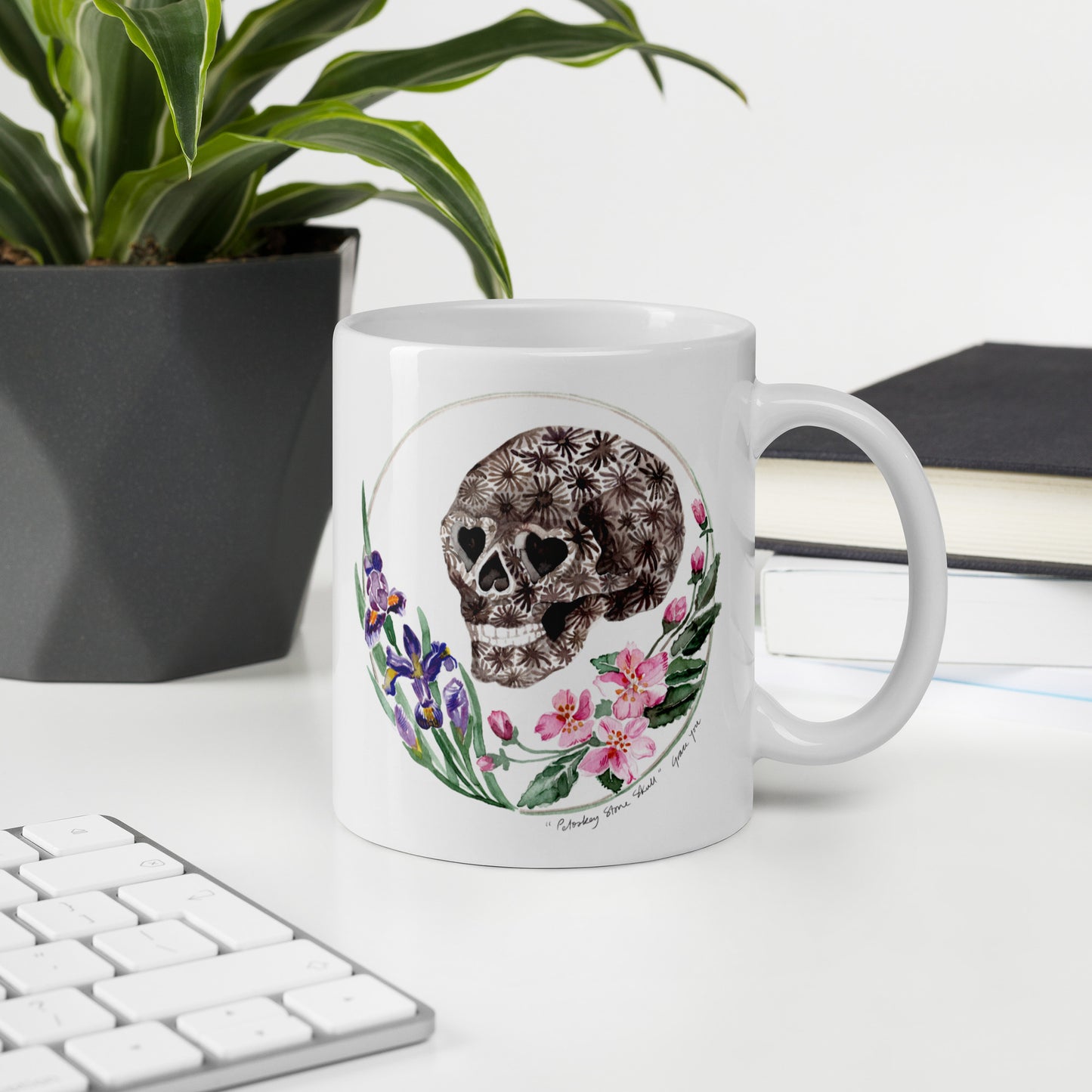 Mugs featuring "Petoskey Stone Skull"