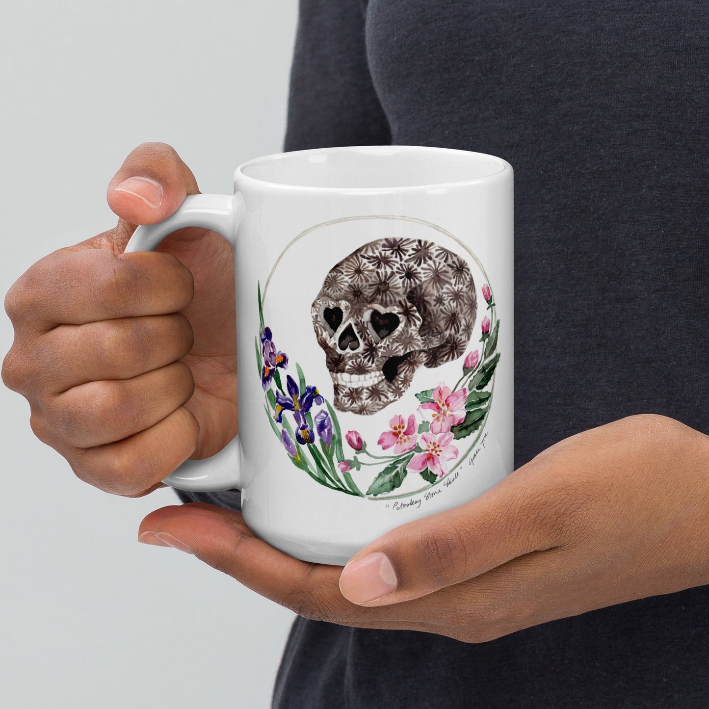 Mugs featuring "Petoskey Stone Skull"