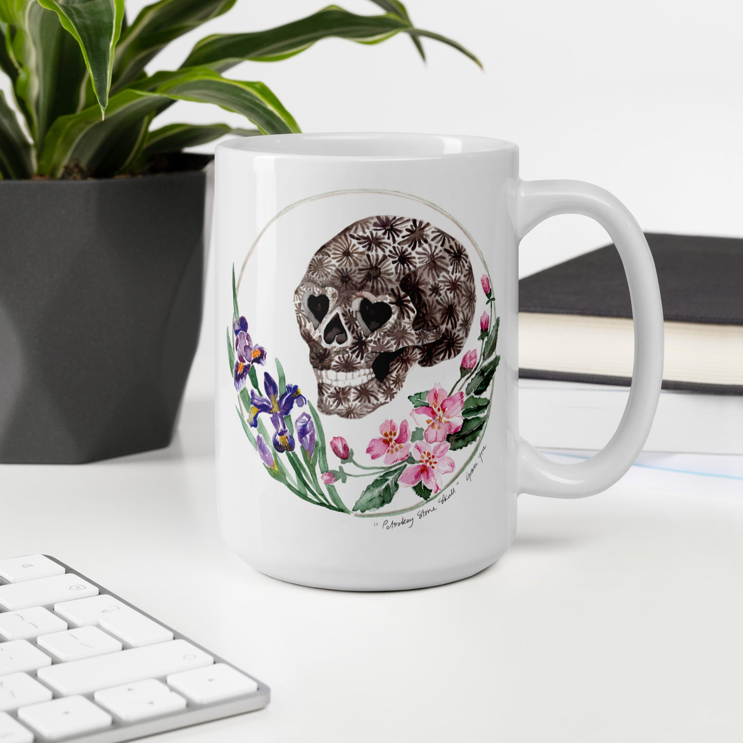 Mugs featuring "Petoskey Stone Skull"